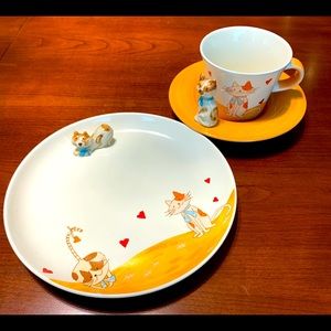For Cat lovers Porcelain Coffee Tea Set with cat